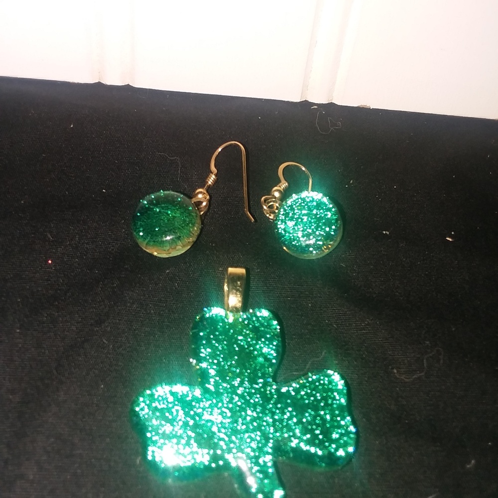 Shamrock Earrings and Pendant Set